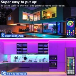 130 Ft. Smart App Music Sync Color Changing RGB Bluetooth LED Plug-in Strip Light With Remote For Bedroom, Home Decor -Lamp Parts lukyamzn led strip lights ph00527b474 c3 1000