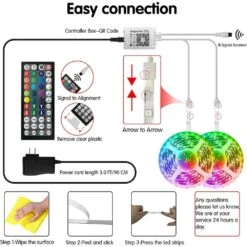 130 Ft. Smart App Music Sync Color Changing RGB Bluetooth LED Plug-in Strip Light With Remote For Bedroom, Home Decor -Lamp Parts lukyamzn led strip lights ph00527b474 fa 1000