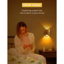Modern LED Warm Night Light Plug-in, Decorative, Dimmable With Dusk To Dawn Sensor For Bedroom And Hallway Amber 2-Pack -Lamp Parts lukyamzn night lights ph01227b042 fa 1000