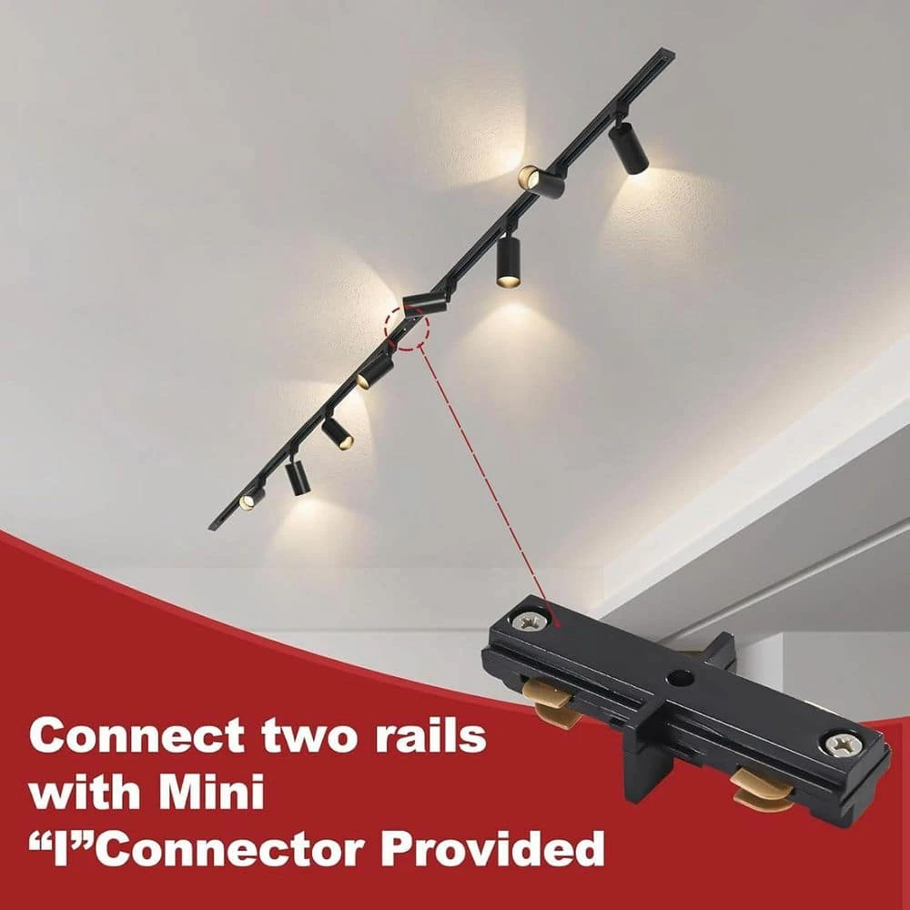 White Single Circuit Track Lighting Connector Lighting Rails Kit With End Caps And Live End Feed Connector (1-Pack) 5 White Single Circuit Track Lighting Connector Lighting Rails Kit With End Caps And Live End Feed Connector (1-Pack) - Image 3