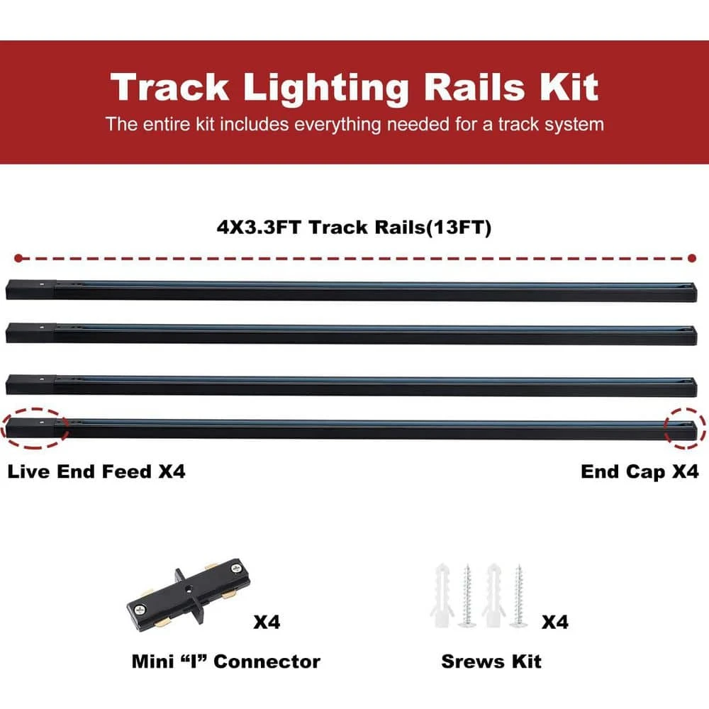 White Single Circuit Track Lighting Connector Lighting Rails Kit With End Caps And Live End Feed Connector (1-Pack) 4 White Single Circuit Track Lighting Connector Lighting Rails Kit With End Caps And Live End Feed Connector (1-Pack) - Image 2