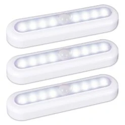 Cool White LED Motion Sensor Stick-on Light Lamp For Closet, Stairs, Under Cabinet, 3-Pack