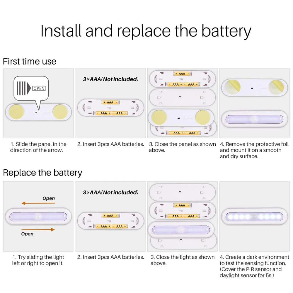 Cool White LED Motion Sensor Stick-on Light Lamp For Closet, Stairs, Under Cabinet, 3-Pack 9 Cool White LED Motion Sensor Stick-on Light Lamp For Closet, Stairs, Under Cabinet, 3-Pack - Image 7