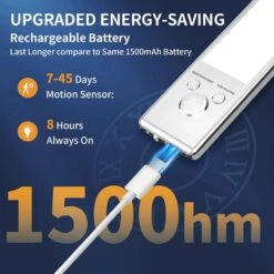 White LED Motion Sensor Under Cabinet Light Lamp 2-Pack Magnetic Dimmable Closet Lights, USB Rechargeable For Kitchen -Lamp Parts lukyamzn under cabinet lighting accessories sa1127b452 1f 1000