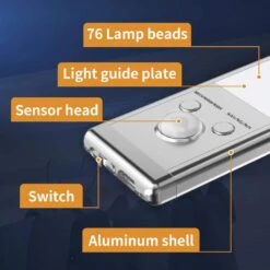 White LED Motion Sensor Under Cabinet Light Lamp 2-Pack Magnetic Dimmable Closet Lights, USB Rechargeable For Kitchen -Lamp Parts lukyamzn under cabinet lighting accessories sa1127b452 44 1000