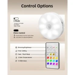 White LED Lamp Puck Light With Remote, Motion Sensor 12 RGB, 6-Pack, Magnetic Stick-On For Under Cabinet -Lamp Parts lukyamzn under cabinet lighting accessories sa1127b453 66 1000