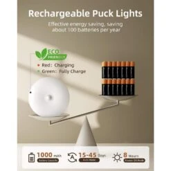 White LED Lamp Puck Light With Remote, Motion Sensor 12 RGB, 6-Pack, Magnetic Stick-On For Under Cabinet -Lamp Parts lukyamzn under cabinet lighting accessories sa1127b453 76 1000