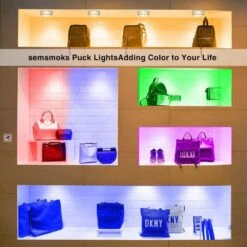 White LED Under Cabine Puck Light Lamp W/ Remote Control, Wireless 13 Color RGB-for Closet, Bedroom Wall, 6 Pack -Lamp Parts lukyamzn under cabinet lighting accessories sa1127b462 66 1000