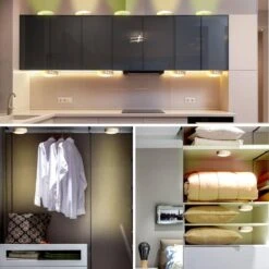 White LED Under Cabine Puck Light Lamp W/ Remote Control, Wireless 13 Color RGB-for Closet, Bedroom Wall, 6 Pack -Lamp Parts lukyamzn under cabinet lighting accessories sa1127b462 c3 1000