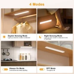 White LED Under Cabinet Lighting Lamp With Motion Sensor, USB Rechargeable, Magnetic Mount For Kitchen, Closet (2-Pack) -Lamp Parts lukyamzn under cabinet lighting accessories sa1127b463 44 1000