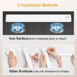 White LED Under Cabinet Lighting Lamp With Motion Sensor, USB Rechargeable, Magnetic Mount For Kitchen, Closet (2-Pack) -Lamp Parts lukyamzn under cabinet lighting accessories sa1127b463 76 1000