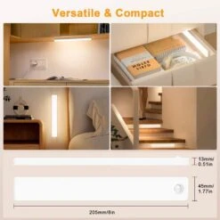 White LED Under Cabinet Lighting Lamp With Motion Sensor, USB Rechargeable, Magnetic Mount For Kitchen, Closet (2-Pack) -Lamp Parts lukyamzn under cabinet lighting accessories sa1127b463 fa 1000