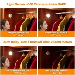 Cool White LED Puck Light Lamp With Motion Sensor, 6 Pack, Stick-on Under Cabinet Lighting For Kitchen, Closet, Stairs -Lamp Parts lukyamzn under cabinet lighting accessories sa1127b465 4f 1000