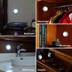 Cool White LED Puck Light Lamp With Motion Sensor, 6 Pack, Stick-on Under Cabinet Lighting For Kitchen, Closet, Stairs -Lamp Parts lukyamzn under cabinet lighting accessories sa1127b465 76 1000