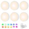 6 Pack White Color Changing Lamp Stick-On LED Puck Lights W/ Remote, Dimmable Under Cabinet Lighting W/ Timer & Memory -Lamp Parts lukyamzn under cabinet lighting accessories sa1127b468 64 1000