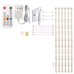 6 PCS Pre-Cut Warm White Dimmable LED Strip Light Lamp Kit With Remote Control For Cabinets, Counter, 2700K, 1500lm