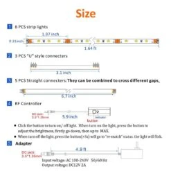 6 PCS Pre-Cut Warm White Dimmable LED Strip Light Lamp Kit With Remote Control For Cabinets, Counter, 2700K, 1500lm -Lamp Parts lukyamzn under cabinet lighting accessories sa1127b470 76 1000