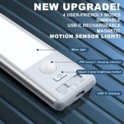 White LED Closet Lights Motion Sensored Lamp Rechargeable Under Cabinet Lighting, Dimmable & Magnetic Light Bar (2 Pack) -Lamp Parts lukyamzn under cabinet lighting accessories sa1127b473 1f 1000