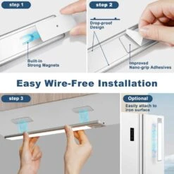 White LED Closet Lights Motion Sensored Lamp Rechargeable Under Cabinet Lighting, Dimmable & Magnetic Light Bar (2 Pack) -Lamp Parts lukyamzn under cabinet lighting accessories sa1127b473 44 1000