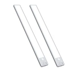 White LED Closet Lights Motion Sensored Lamp Rechargeable Under Cabinet Lighting, Dimmable & Magnetic Light Bar (2 Pack)