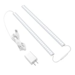 White LED Under Cabinet Lighting Dimmable Lamp Linkable USB Light Bar, 6000K Cold White For Kitchen, Desk