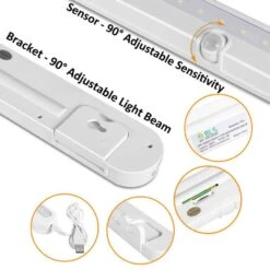 White LED Closet Light With Motion Sensor And Light Sensor Lamp, Adjustable Light Beam, 14-Inch Panel -Lamp Parts lukyamzn under cabinet lighting accessories sa1127b476 66 1000