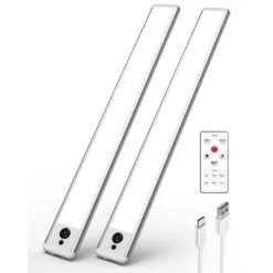 White LED Motion Sensor Light Dimmable Lamp Rechargeable Closet Lights 5700K W/ Remote Control