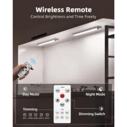 White LED Motion Sensor Light Dimmable Lamp Rechargeable Closet Lights 5700K W/ Remote Control -Lamp Parts lukyamzn under cabinet lighting accessories sa1127b484 fa 1000