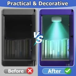 Black Magnetic LED Puck Light Lamp With Timer Control, Multi-Color Changing For Locker Decoration -Lamp Parts lukyamzn under cabinet lighting accessories sa1127b490 1f 1000