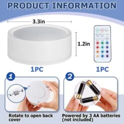 Black Magnetic LED Puck Light Lamp With Timer Control, Multi-Color Changing For Locker Decoration -Lamp Parts lukyamzn under cabinet lighting accessories sa1127b490 44 1000