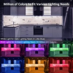 White RGB LED Under Cabinet Lighting Lamp Kit W/ Smart App & Remote Control (3-Pack) -Lamp Parts lukyamzn under cabinet lighting accessories sa1127b491 4f 1000