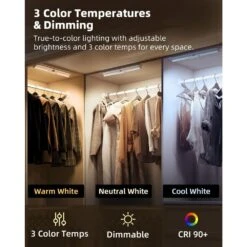 2 Pack White Rechargeable LED Closet Light Lamp W/ Motion Sensor, 3 Color Temps & Dimmable, Magnetic -Lamp Parts lukyamzn under cabinet lighting accessories sa1127b492 44 1000