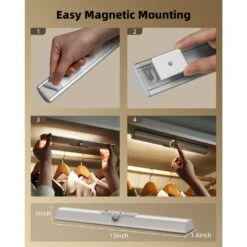 2 Pack White Rechargeable LED Closet Light Lamp W/ Motion Sensor, 3 Color Temps & Dimmable, Magnetic -Lamp Parts lukyamzn under cabinet lighting accessories sa1127b492 fa 1000