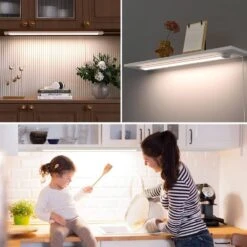 White LED Under Cabinet Lighting Lamp With Hand Wave Sensor, Dimmable, Plug And Play, 16 Inch -Lamp Parts lukyamzn under cabinet lighting accessories sa1127b494 76 1000