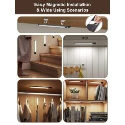 White LED Lamp Under Cabinet Lighting, 5-Pack, Motion Sensor, Dimmable, 3 Color Temps, Magnetic, With Remote Control -Lamp Parts lukyamzn under cabinet lighting accessories sa1127b497 76 1000