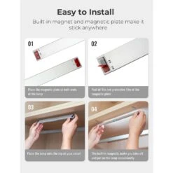 White LED Motion Sensor Closet Light Lamp With Eye-Protection Design Wireless Cabinet Lighting (80Lum, 6000k) -Lamp Parts lukyamzn under cabinet lighting accessories sa1127b499 76 1000