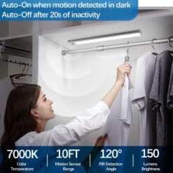 Cool White 51-LED Lamp Motion Sensor Under Cabinet Light, 12-inch Magnetic Rechargeable, 3-Pack -Lamp Parts lukyamzn under cabinet lighting accessories sa1127b500 c3 1000