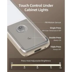Silver LED Under Cabinet Lighting Lamp, Dimmable Motion Sensor Closet Light, 3 Color Temps, Rechargeable, 2-Pack -Lamp Parts lukyamzn under cabinet lighting accessories sa1127b501 1f 1000