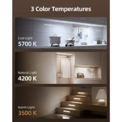 Silver LED Under Cabinet Lighting Lamp, Dimmable Motion Sensor Closet Light, 3 Color Temps, Rechargeable, 2-Pack -Lamp Parts lukyamzn under cabinet lighting accessories sa1127b501 44 1000