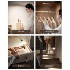 Silver LED Under Cabinet Lighting Lamp, Dimmable Motion Sensor Closet Light, 3 Color Temps, Rechargeable, 2-Pack -Lamp Parts lukyamzn under cabinet lighting accessories sa1127b501 76 1000