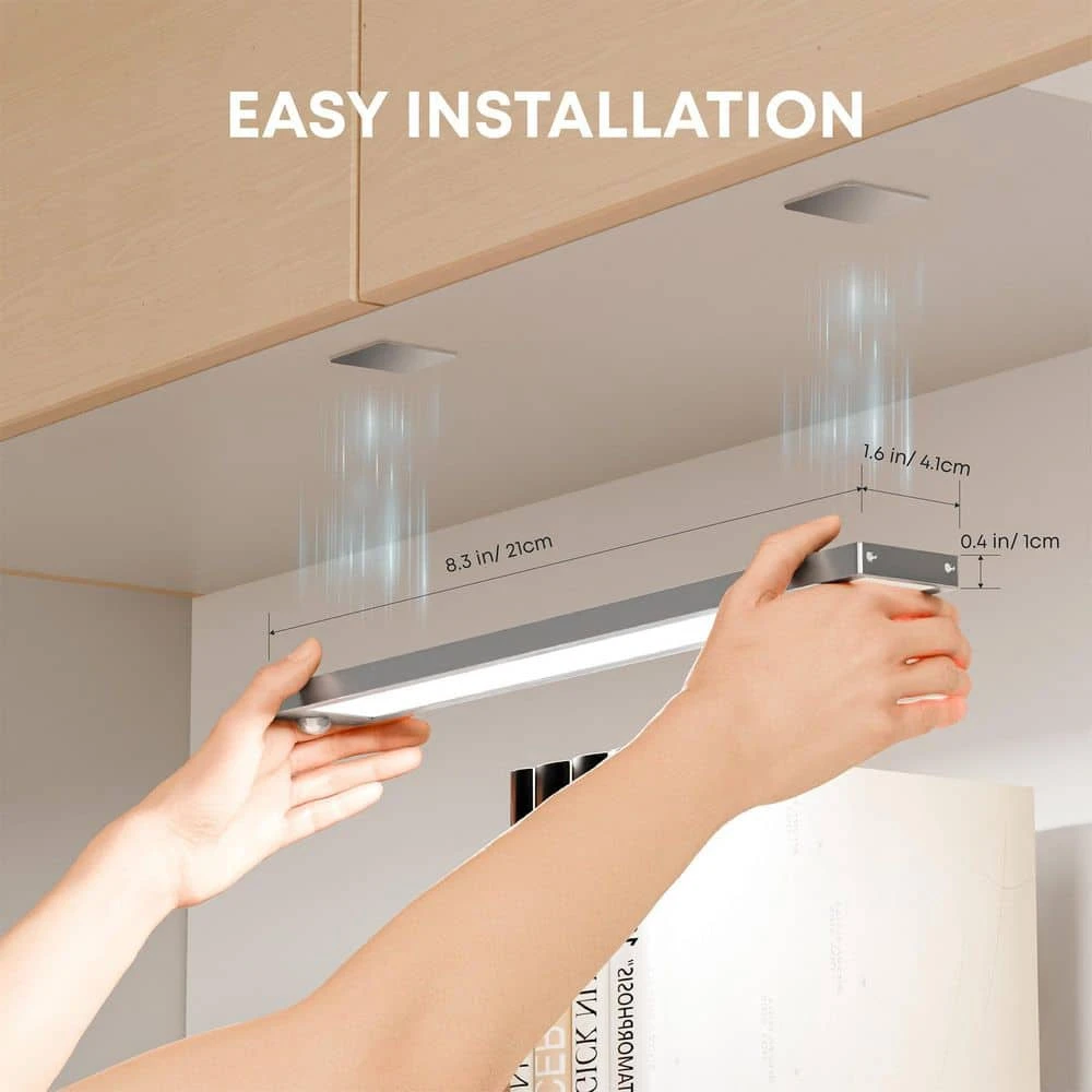 White LED Under Cabinet Light Lamp W/ Motion Sensor And Dimming Rechargeable Indoor Lighting For Kitchen Closet 2-Pack 8 White LED Under Cabinet Light Lamp W/ Motion Sensor And Dimming Rechargeable Indoor Lighting For Kitchen Closet 2-Pack - Image 6