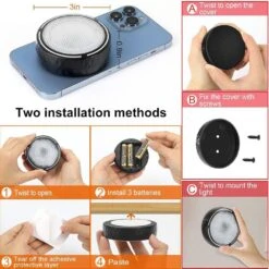 Black LED Puck Light Lamp W/ Remote Control Wireless Stick-On Under Cabinet Lighting, Color Changing 6-Pack -Lamp Parts lukyamzn under cabinet lighting accessories sa1127b507 44 1000