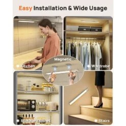 White LED Under Cabinet Lighting Lamp With Remote Control, Motion Sensor, 3 Color Temps, 160 LEDs, 2-Pack -Lamp Parts lukyamzn under cabinet lighting accessories sa1127b508 66 1000