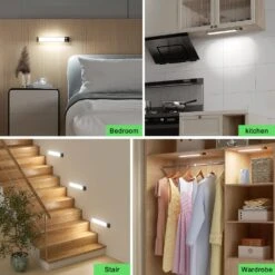 White LED Lamp Under Cabinet Lighting With Motion Sensor, 3-Pack Rechargeable Dimmable Closet Lights For Kitchen -Lamp Parts lukyamzn under cabinet lighting accessories sa1127b509 fa 1000