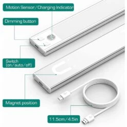 2-Pieces LED Lamp Under Cabinet Light W/ Motion Sensor, USB Rechargeable, Adjustable Brightness And 3-Light Modes, White -Lamp Parts lukyamzn under cabinet lighting accessories sa17 227b207 1f 1000