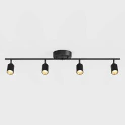 Shura 4-Light Black Integrated LED Track Light With Rotatable Heads, 3 Ft. Fixed Track Lighting Kit, 3000k, 2240 Lumens