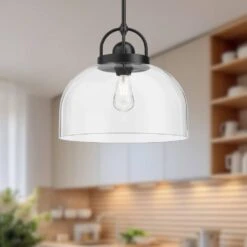 Lancaster 15 In. 1 Light 60-Watt Matte Black Pendant Light -Lamp Parts matte black alora mood pendant lights pd461101mb 31 1000