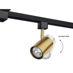 Globe Electric 4.7 Ft. 4-Light Matte Black Adjustable Linear Track Lighting Kit With Matte Brass Track Heads -Lamp Parts matte black and brass globe electric track lighting kits 91002830 1f 1000