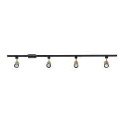 Globe Electric 4.7 Ft. 4-Light Matte Black Adjustable Linear Track Lighting Kit With Matte Brass Track Heads