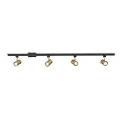 Globe Electric 4.7 Ft. 4-Light Matte Black Adjustable Linear Track Lighting Kit With Matte Brass Track Heads -Lamp Parts matte black and brass globe electric track lighting kits 91002830 fa 1000